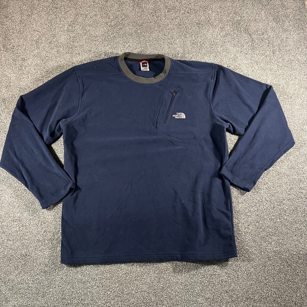 The North Face Mens XL TKA 100 Fleece Pullover Navy Blue Chest Zip Hiking Jacket